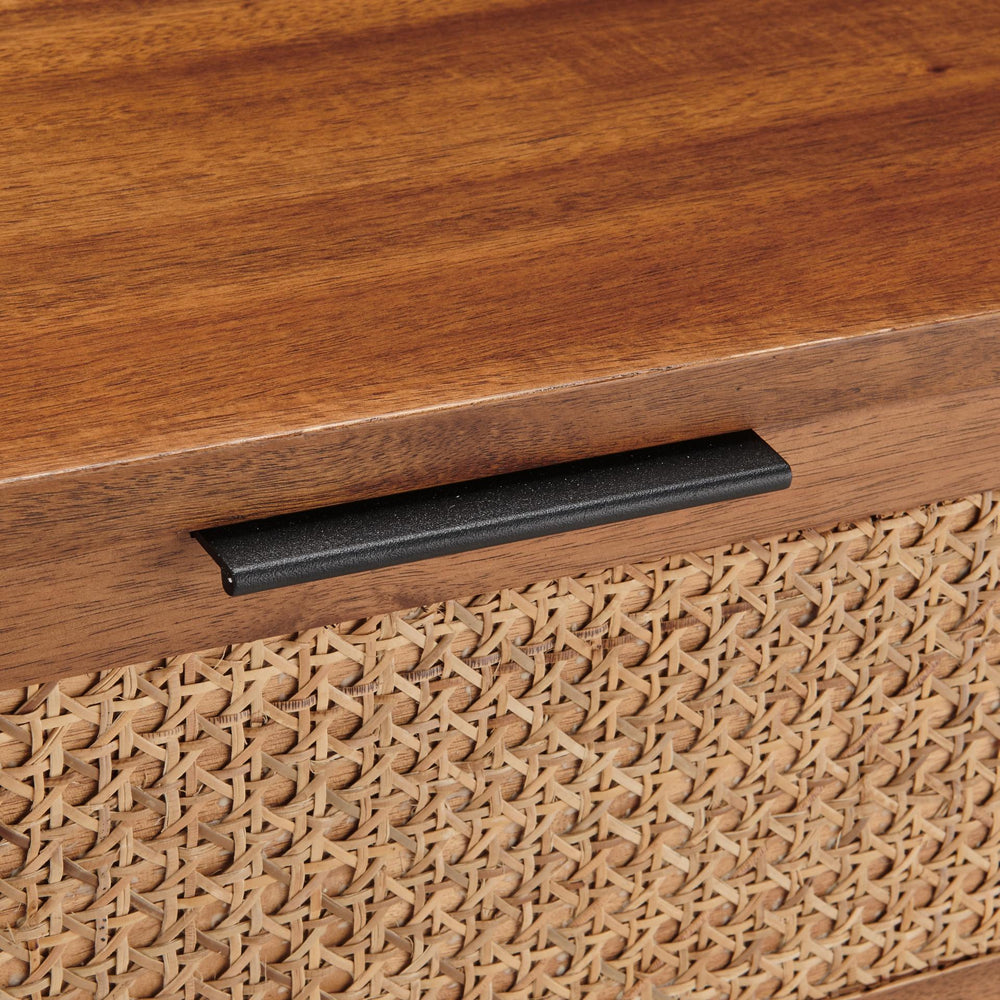 Caine Rattan Nightstand/Side Table - Brown - view 9