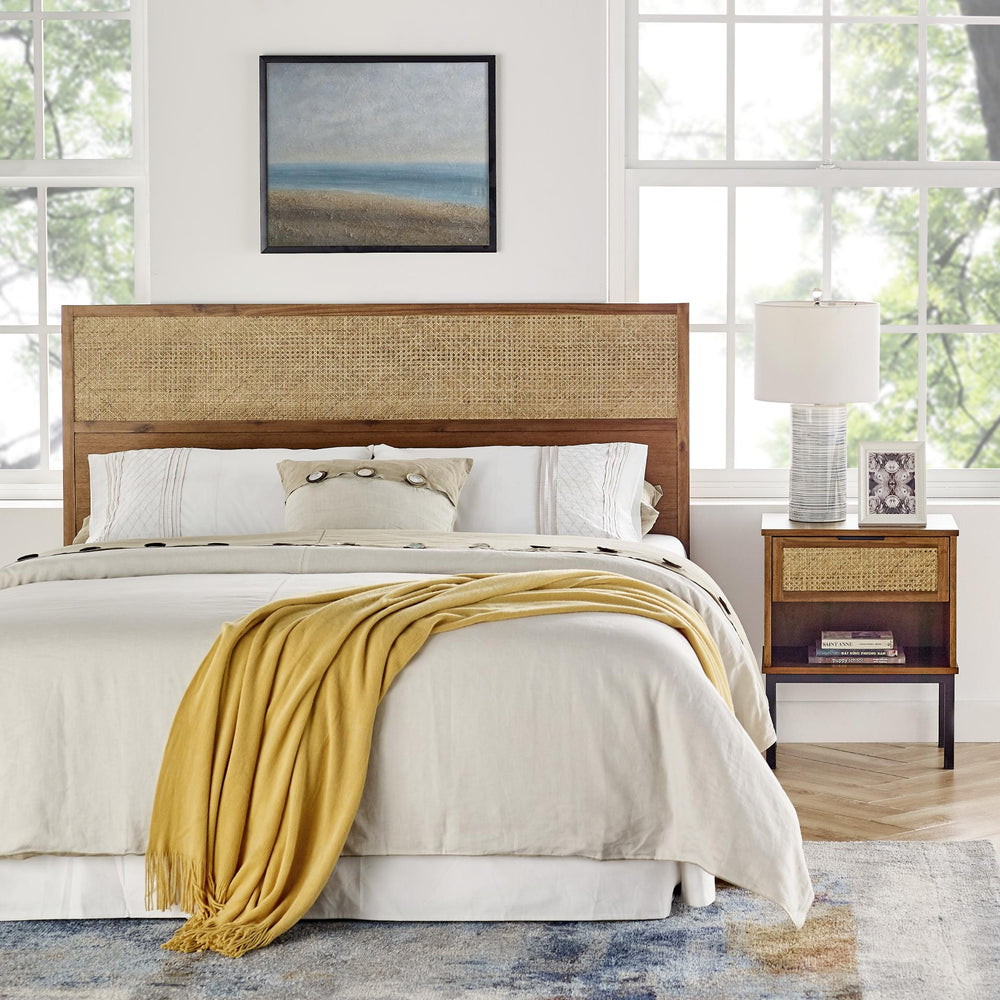 Caine Rattan Nightstand/Side Table - Brown - view 3