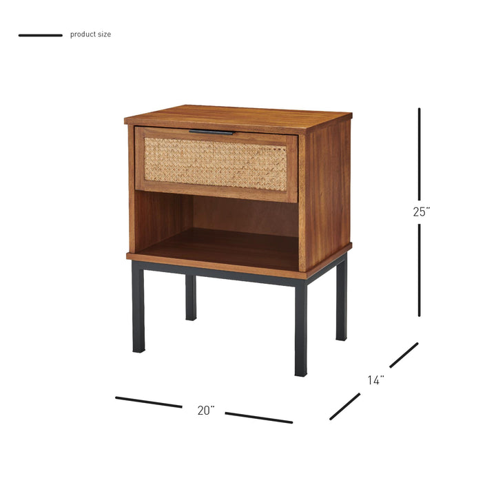 Caine Rattan Nightstand/Side Table - Brown