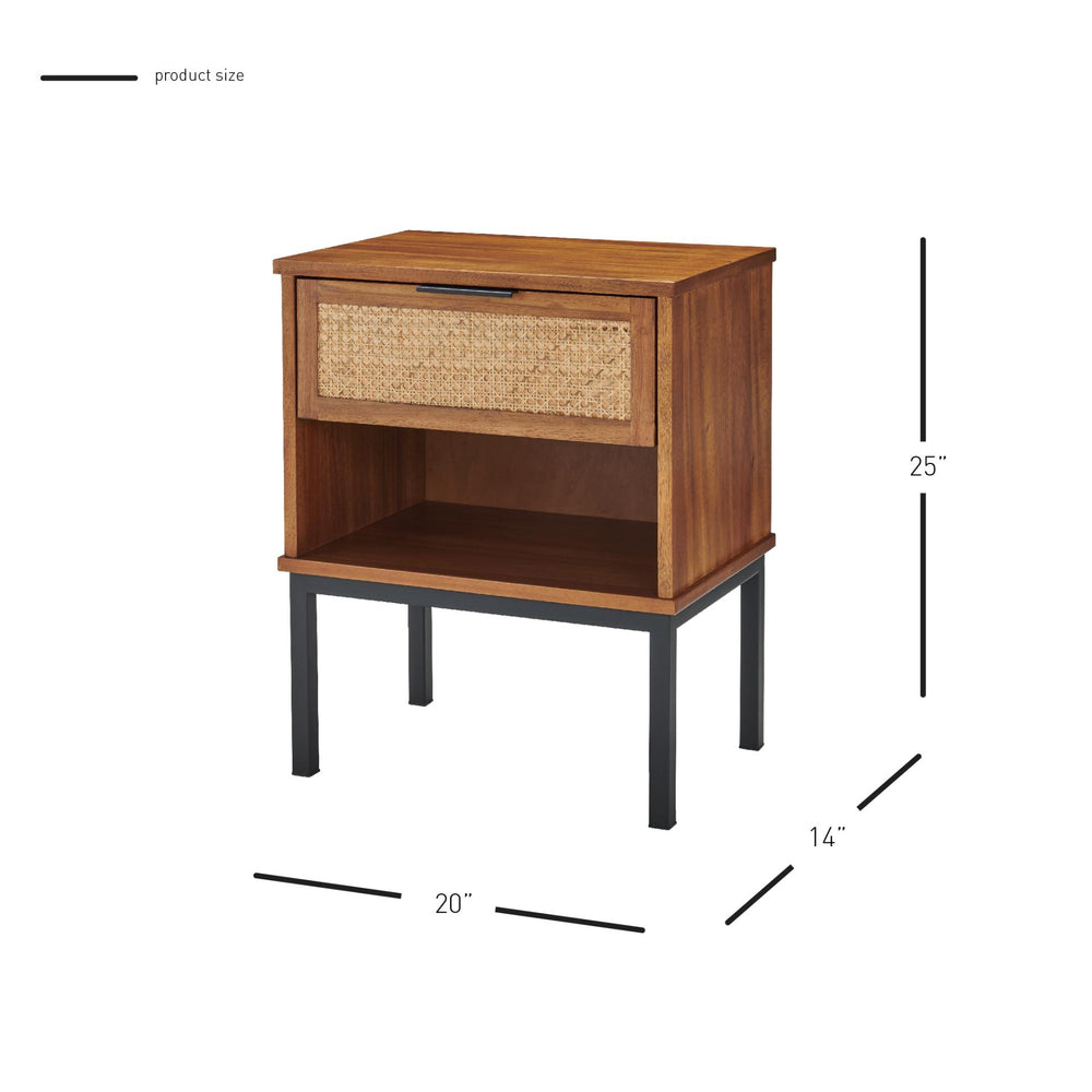 Caine Rattan Nightstand/Side Table - Brown