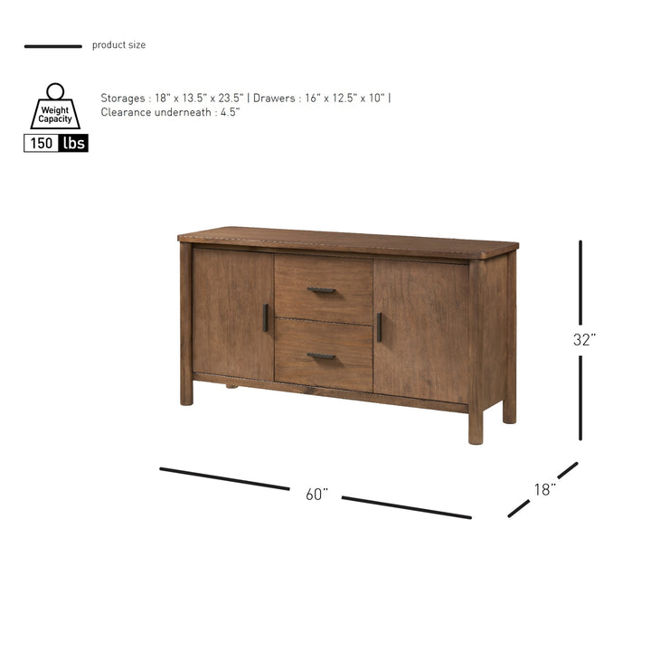 Bloomfield Sideboard 2 Drawers + 2 Doors - Dark Walnut - view 2