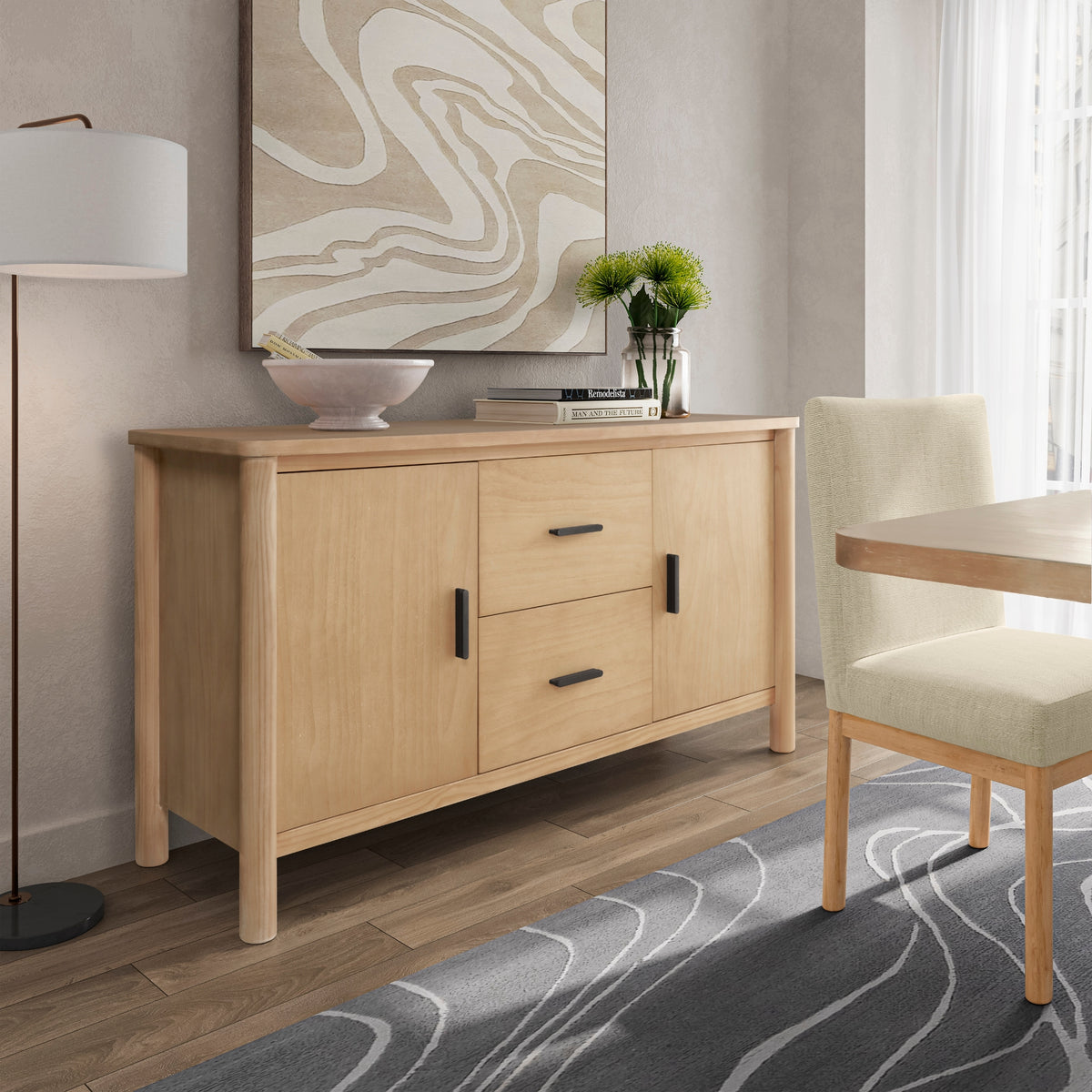 Bloomfield Sideboard 2 Drawers + 2 Doors - Natural Pine - view 3