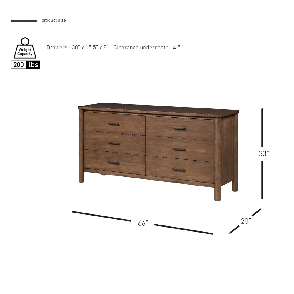 Bloomfield Dresser 6 Drawers - Dark Walnut - view 2