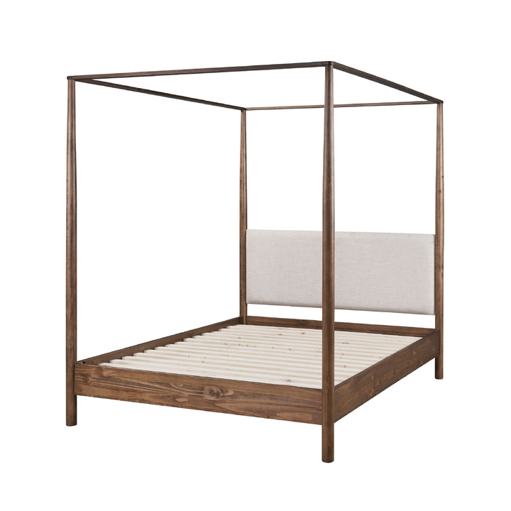 Bloomfield Queen Canopy Bed Set - Dark Walnut