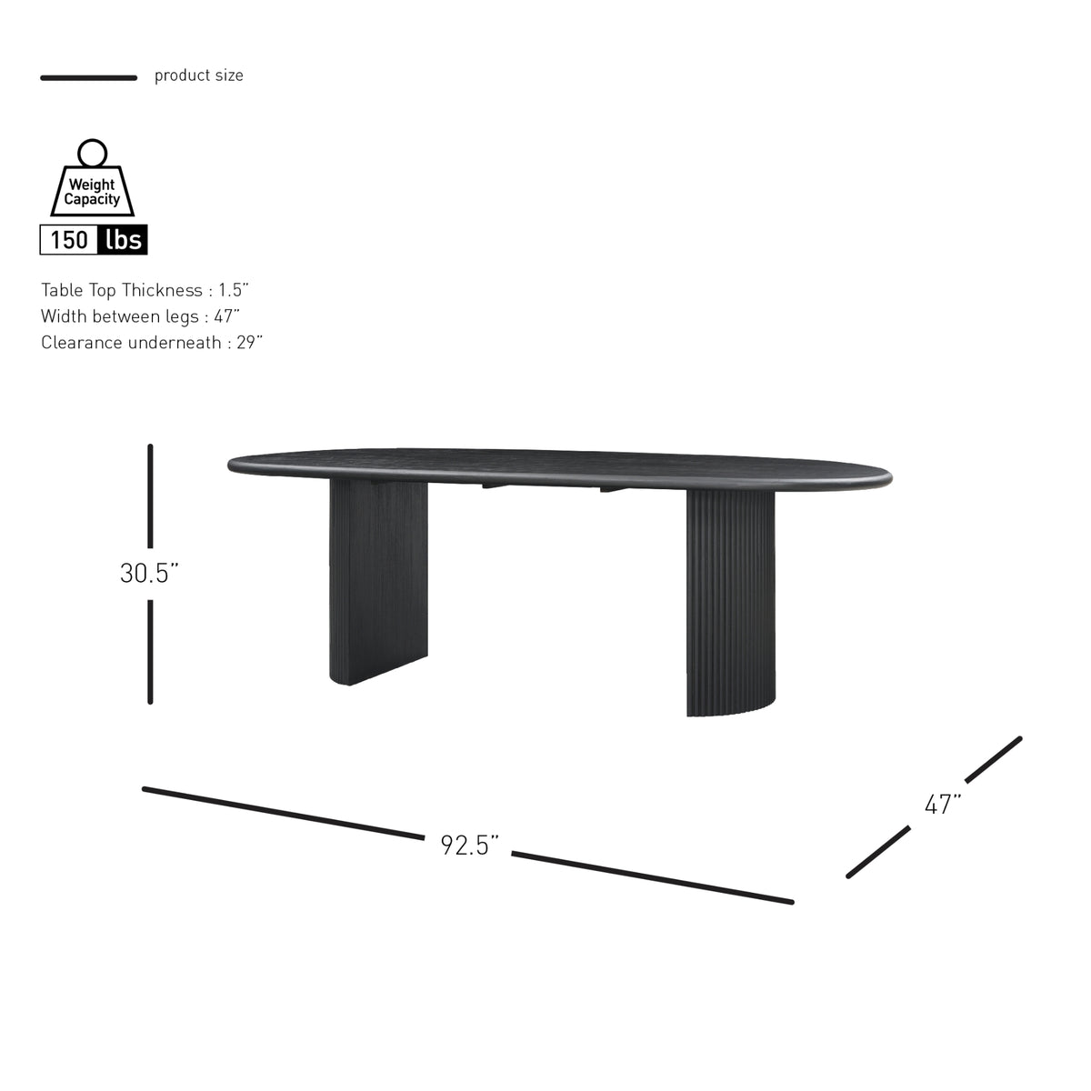 Aniston 92" Oval Dining Table - Black - view 2