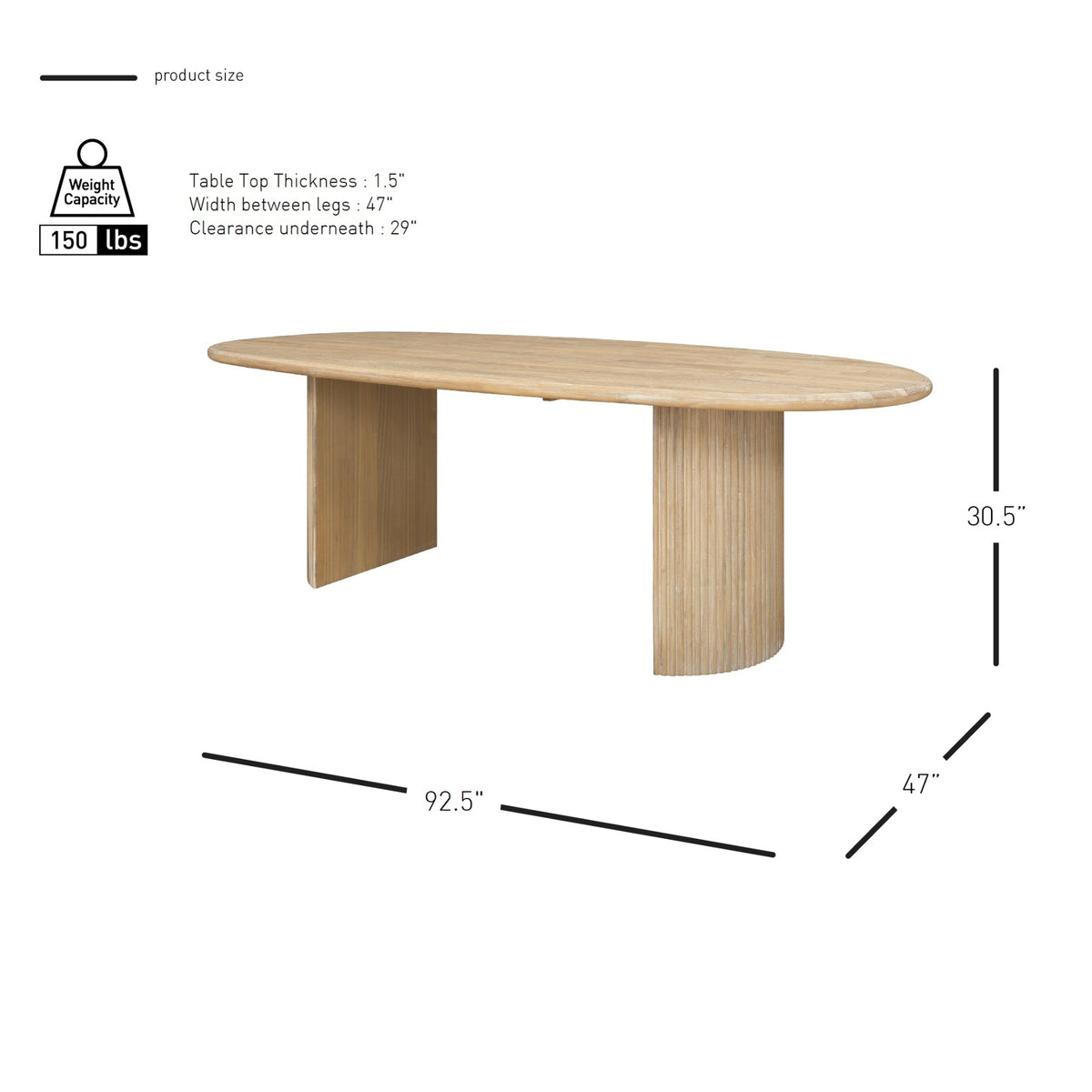 Aniston 93" Oval Dining Table - Natural Whitewash
