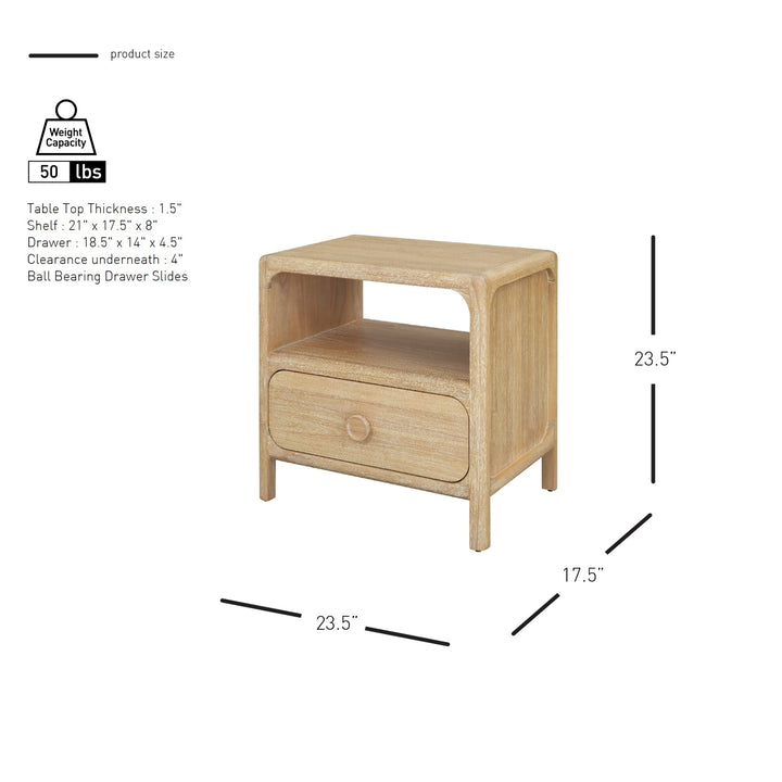 Hansville Nightstand/Side Table - Natural Whitewash - view 2
