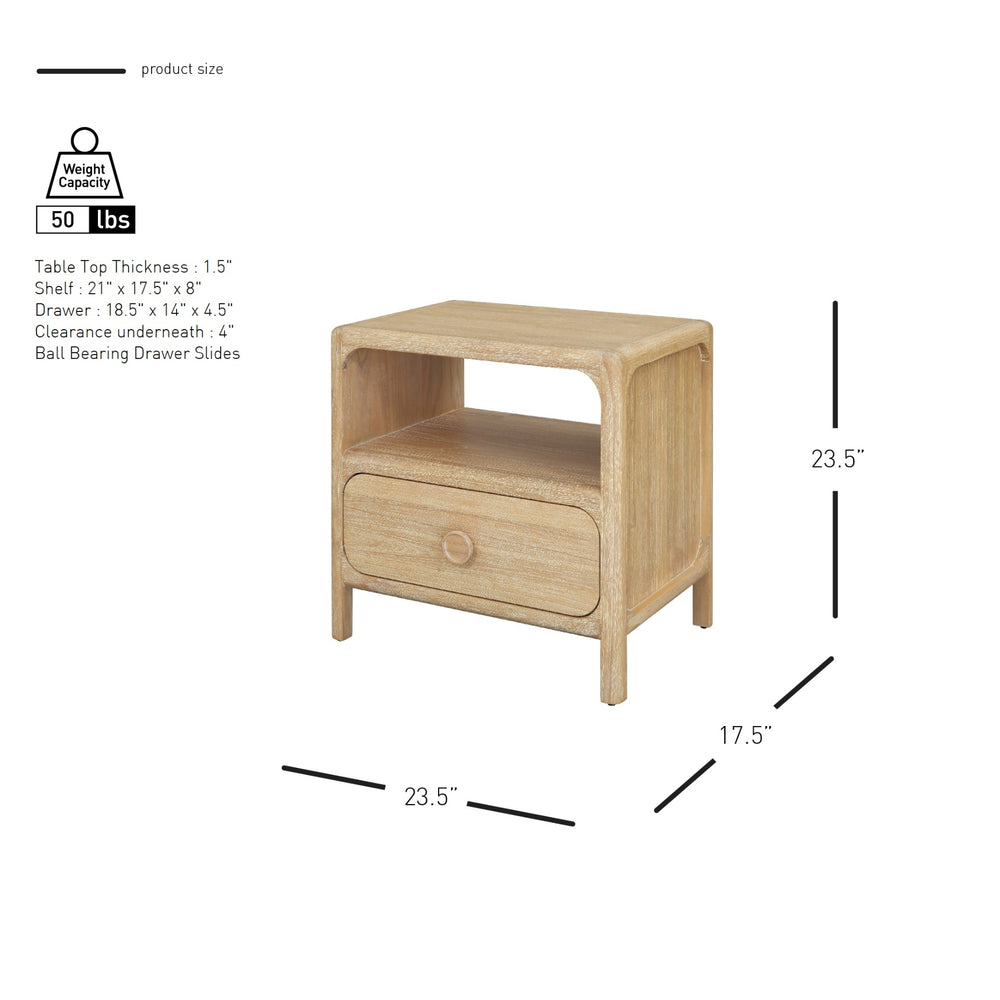 Hansville Nightstand/Side Table - Natural Whitewash - view 2