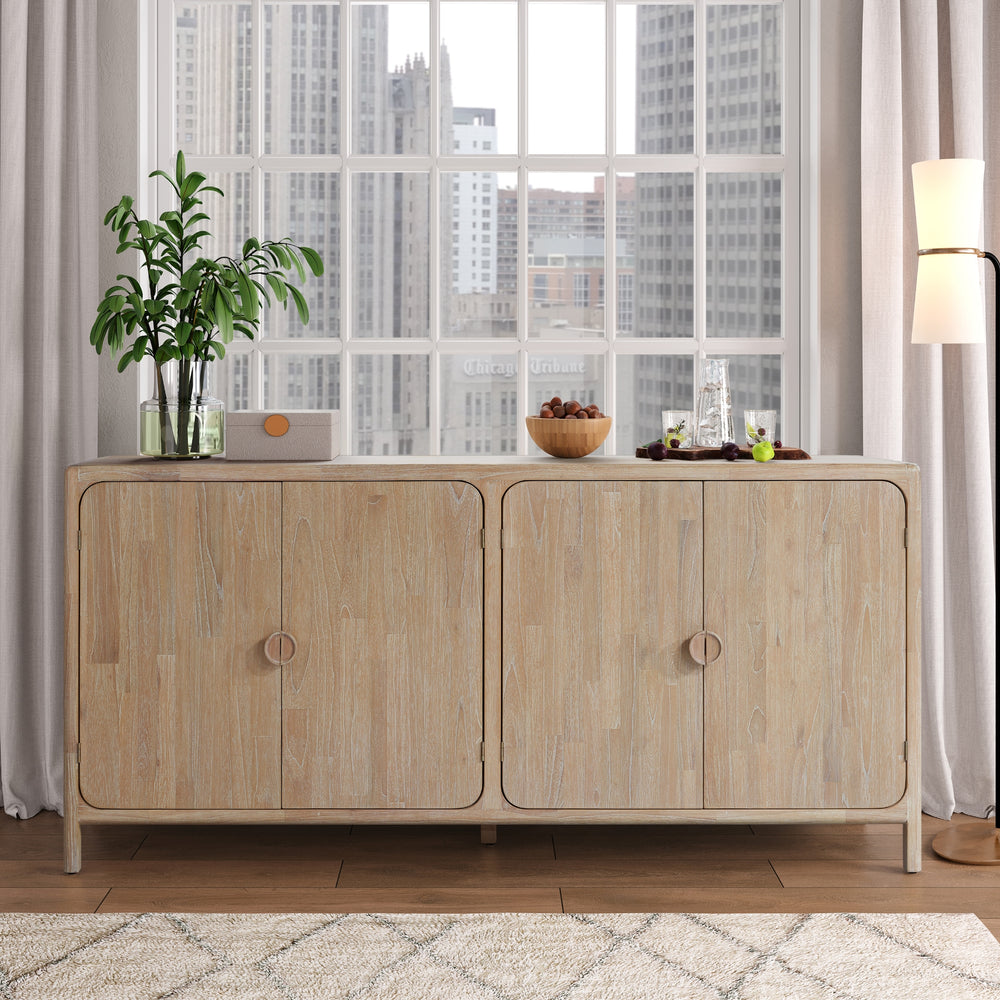 Hansville Sideboard 4 Doors with 2 Inner Drawers - Natural Whitewash - view 2