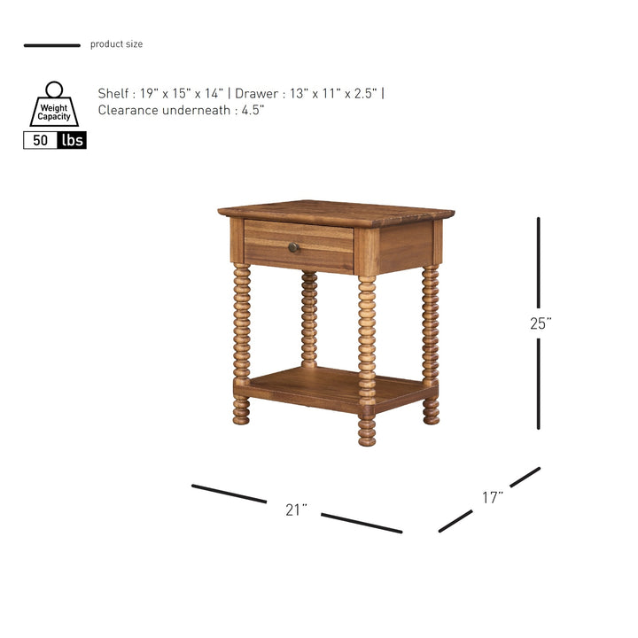Azella Nightstand/Side Table - Brushed Brown - view 2