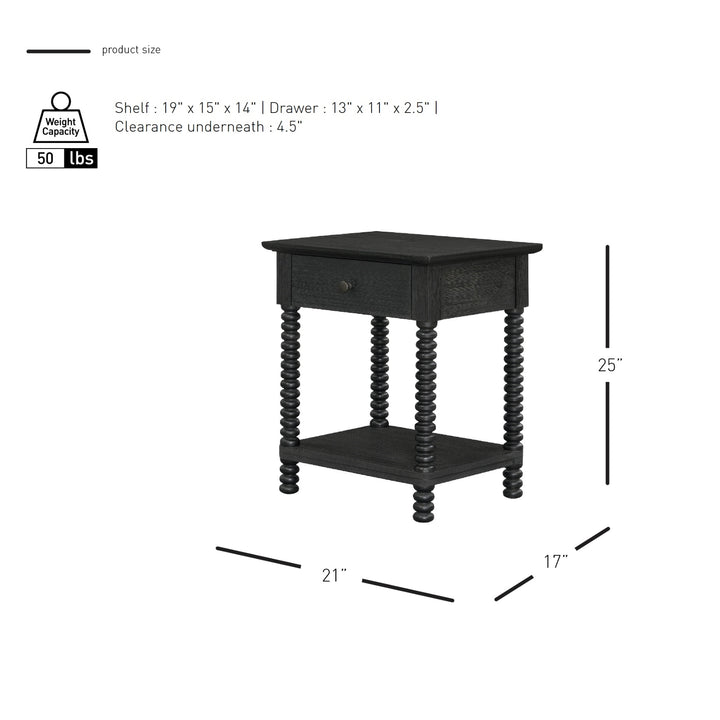 Azella Nightstand/Side Table - Alto Black - view 2