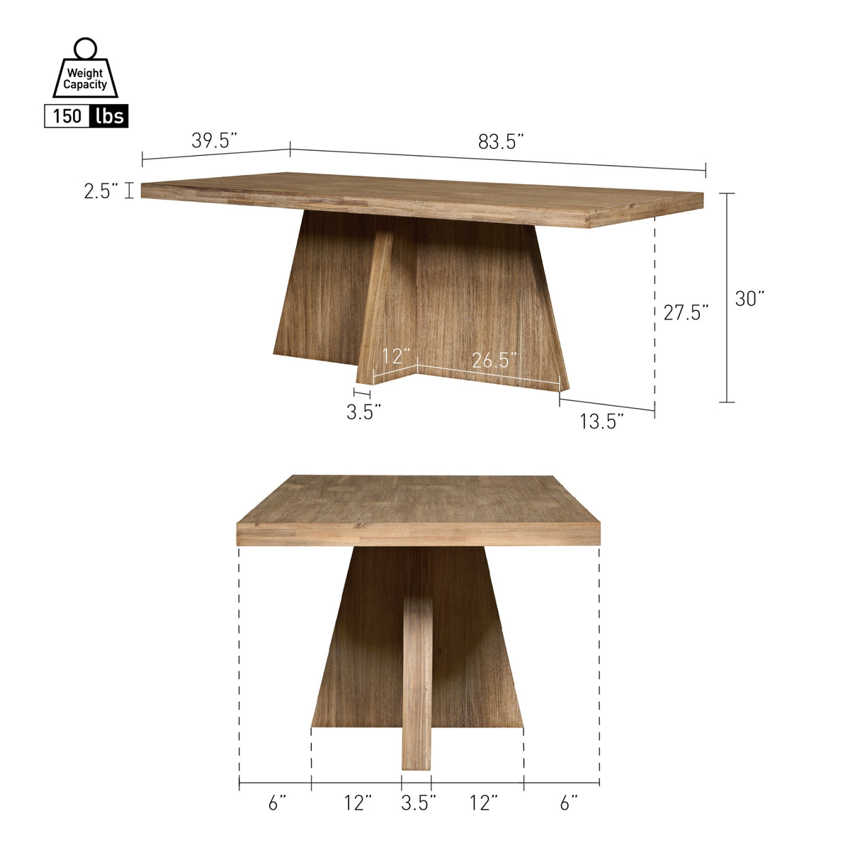 Zerano 84" Dining Table Cross Legs - Brushed Smoke - view 2