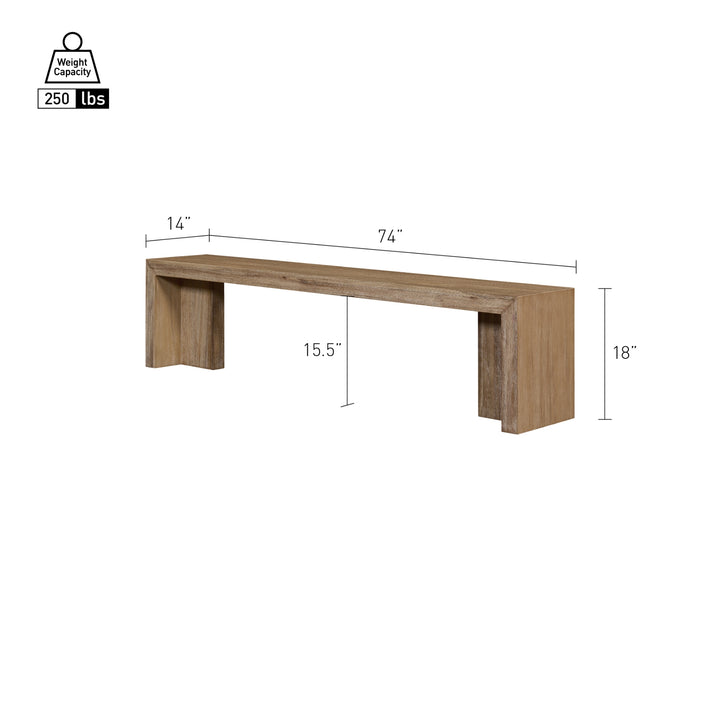 Zerano 74" Dining Bench - Brushed Smoke - view 2