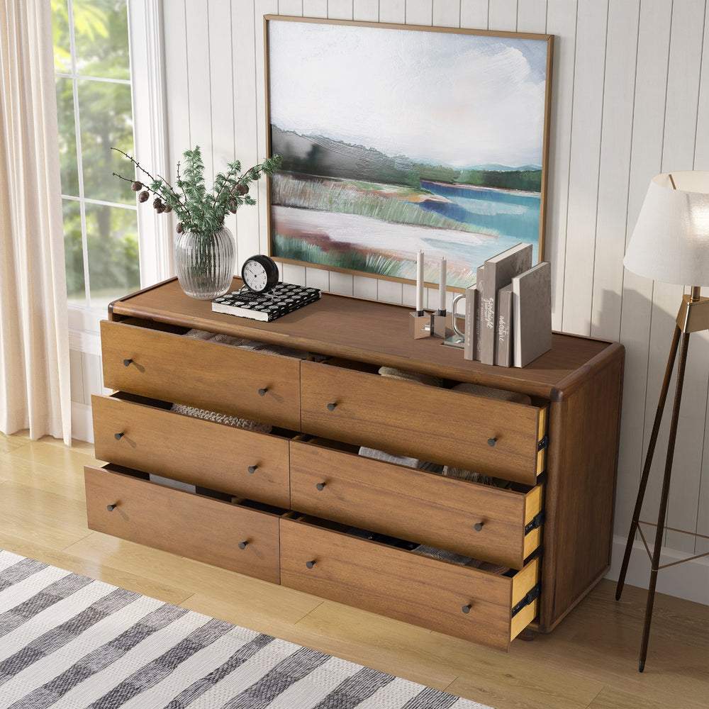 Rosette Dresser 6 Drawers - Hazelnut Brown - view 4
