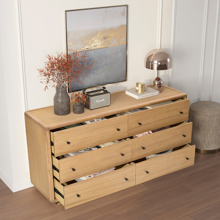 Rosette Dresser 6 Drawers - Light Natural - view 4