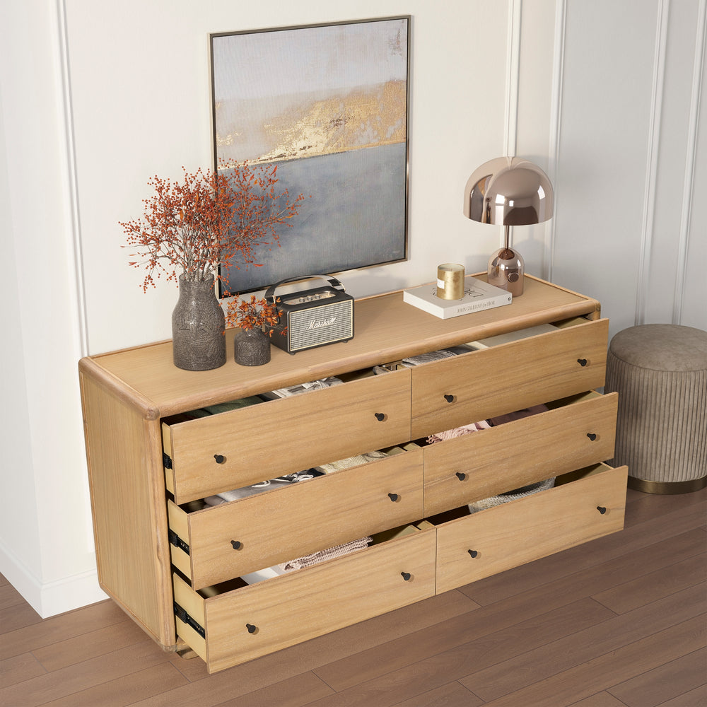Rosette Dresser 6 Drawers - Light Natural - view 4