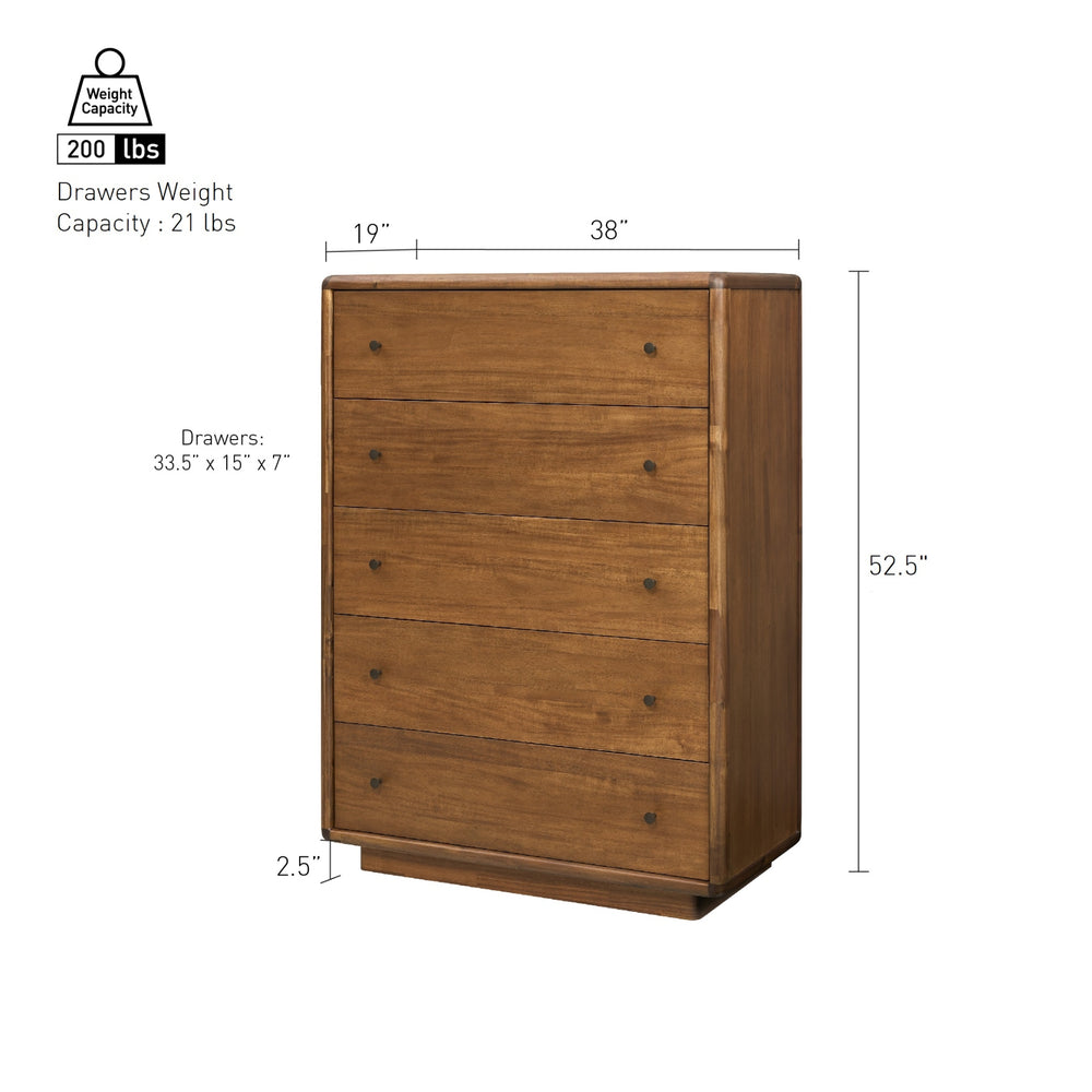 Rosette Dresser 5 Drawers - Hazelnut Brown - view 2