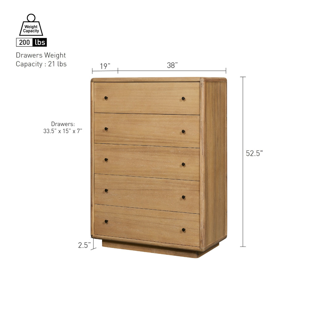 Rosette Dresser 5 Drawers - Light Natural - view 2