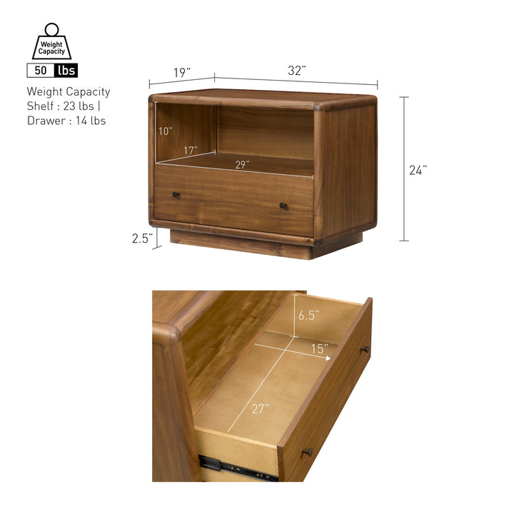 Rosette 32" Nightstand/Side Table - Hazelnut Brown - view 2