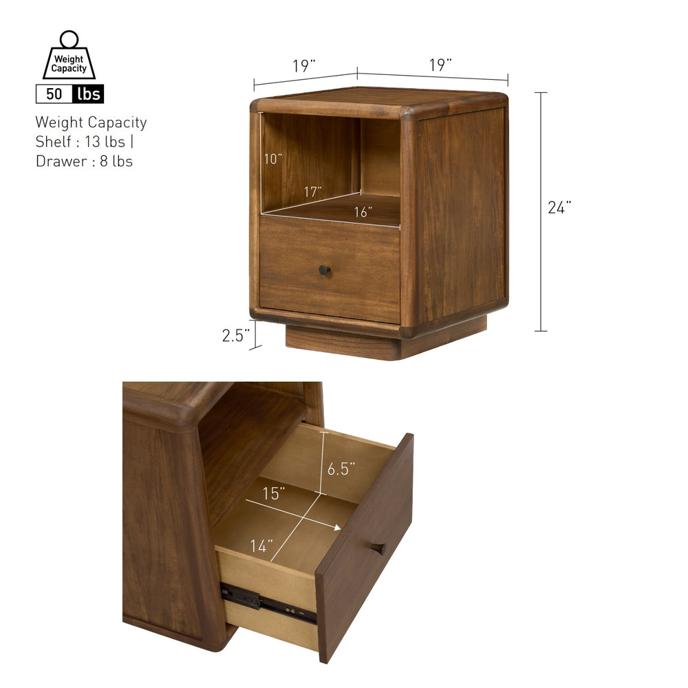 Rosette 19" Nightstand/Side Table - Hazelnut Brown - view 2
