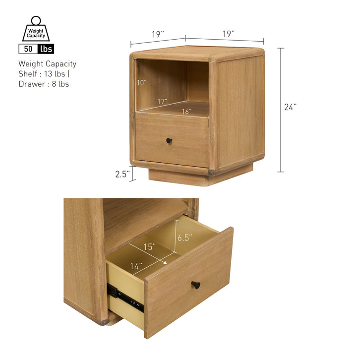 Rosette 19" Nightstand/Side Table - Light Natural - view 2