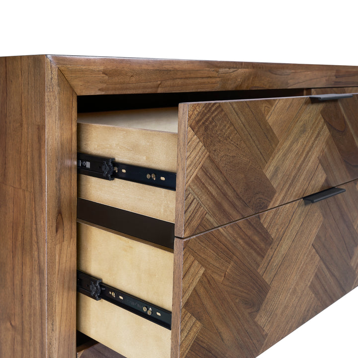Kingston Herringbone Dresser 6 Drawers - Hazelnut Brown - view 11