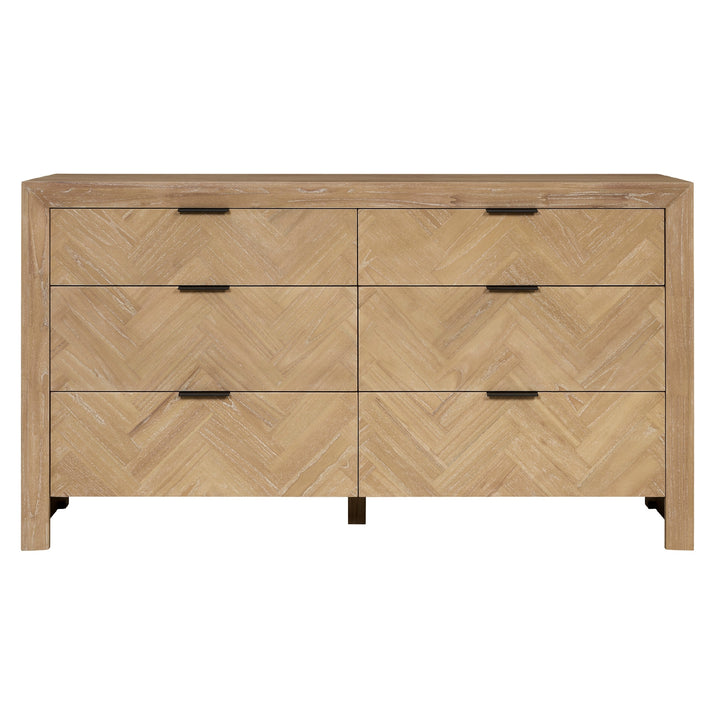 Kingston Herringbone Dresser 6 Drawers - Light Natural - view 5