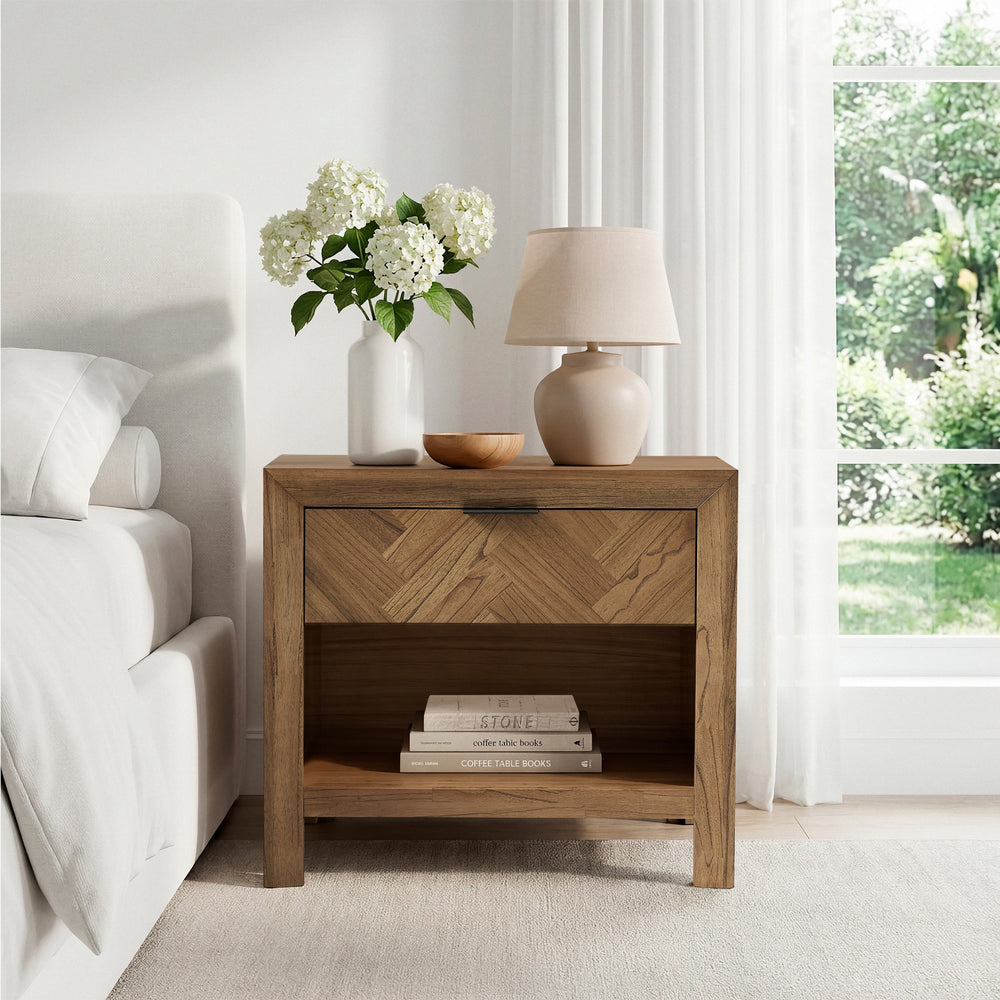 Kingston Herringbone 30" Nightstand/Side Table - Hazelnut Brown - view 3