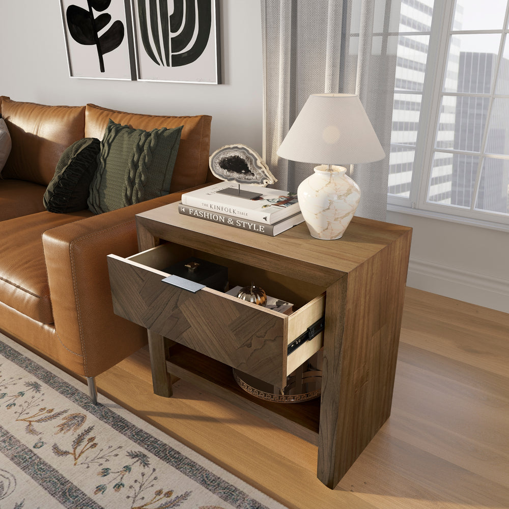 Kingston Herringbone 30" Nightstand/Side Table - Hazelnut Brown - view 5