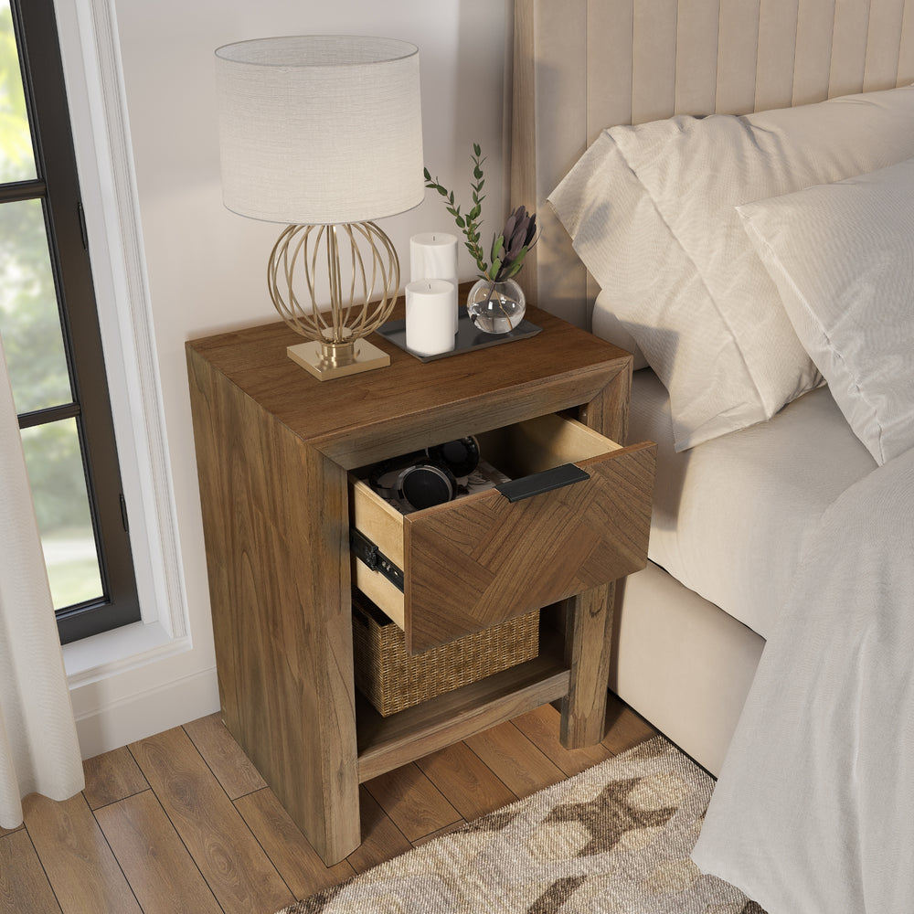 Kingston Herringbone 20" Nightstand/Side Table - Hazelnut Brown - view 5