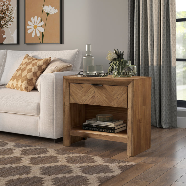 Kingston Herringbone 30" Nightstand/Side Table - Hazelnut Brown - view 4