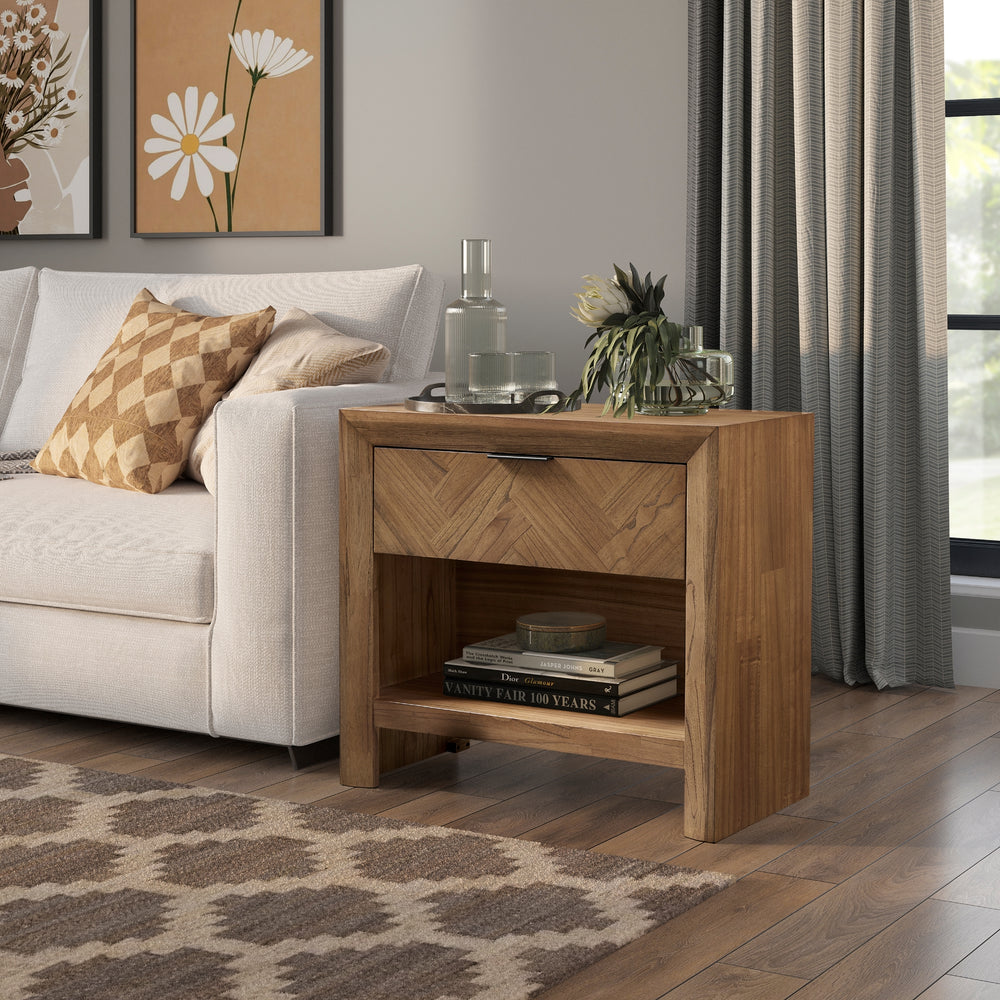 Kingston Herringbone 30" Nightstand/Side Table - Hazelnut Brown - view 4