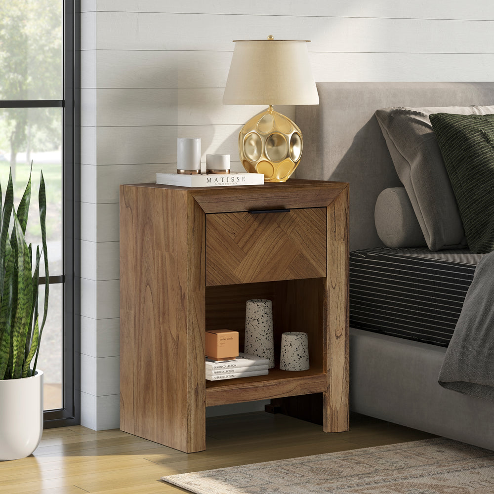 Kingston Herringbone 20" Nightstand/Side Table - Hazelnut Brown - view 3