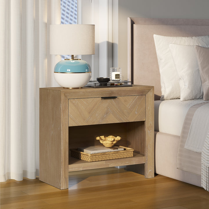 Kingston Herringbone 30" Nightstand/Side Table - Light Natural - view 4