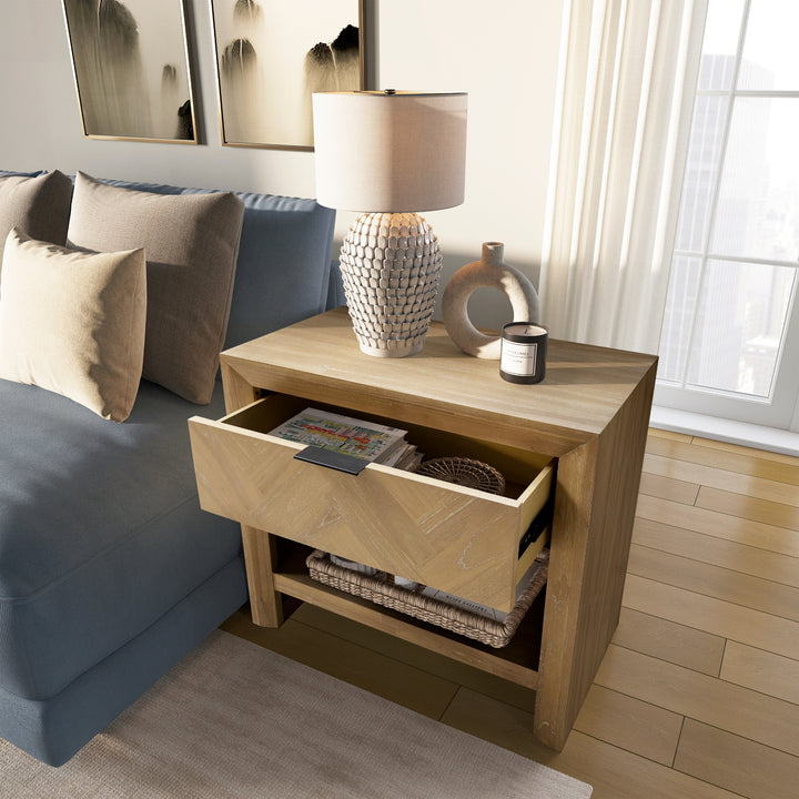 Kingston Herringbone 30" Nightstand/Side Table - Light Natural - view 5