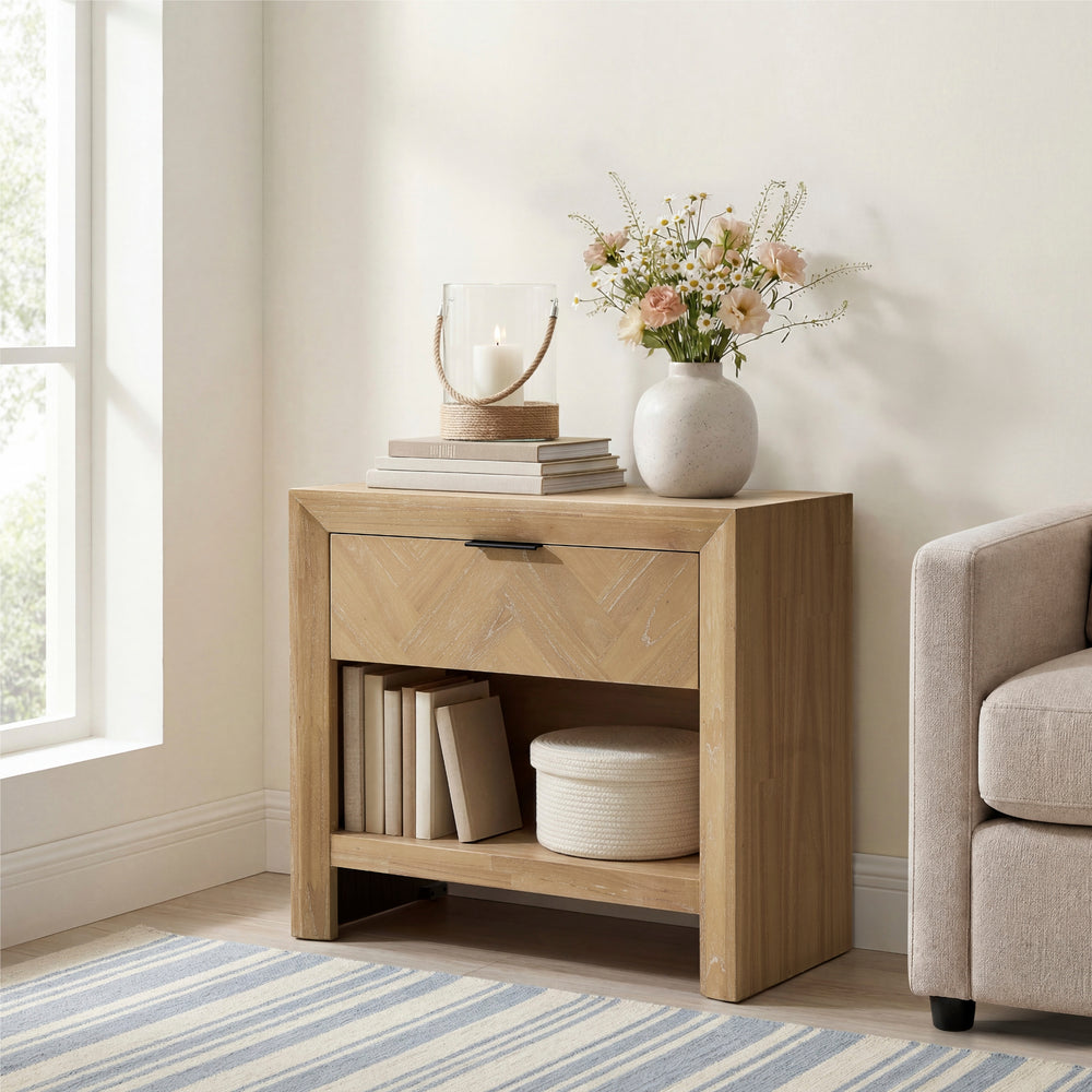 Kingston Herringbone 30" Nightstand/Side Table - Light Natural - view 3
