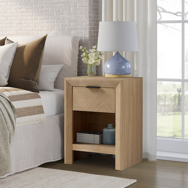 Kingston Herringbone 20" Nightstand/Side Table - Light Natural - view 4