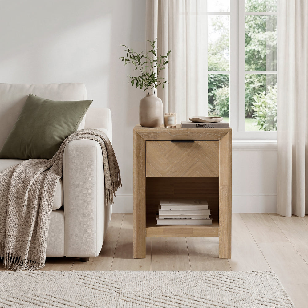 Kingston Herringbone 20" Nightstand/Side Table - Light Natural - view 3