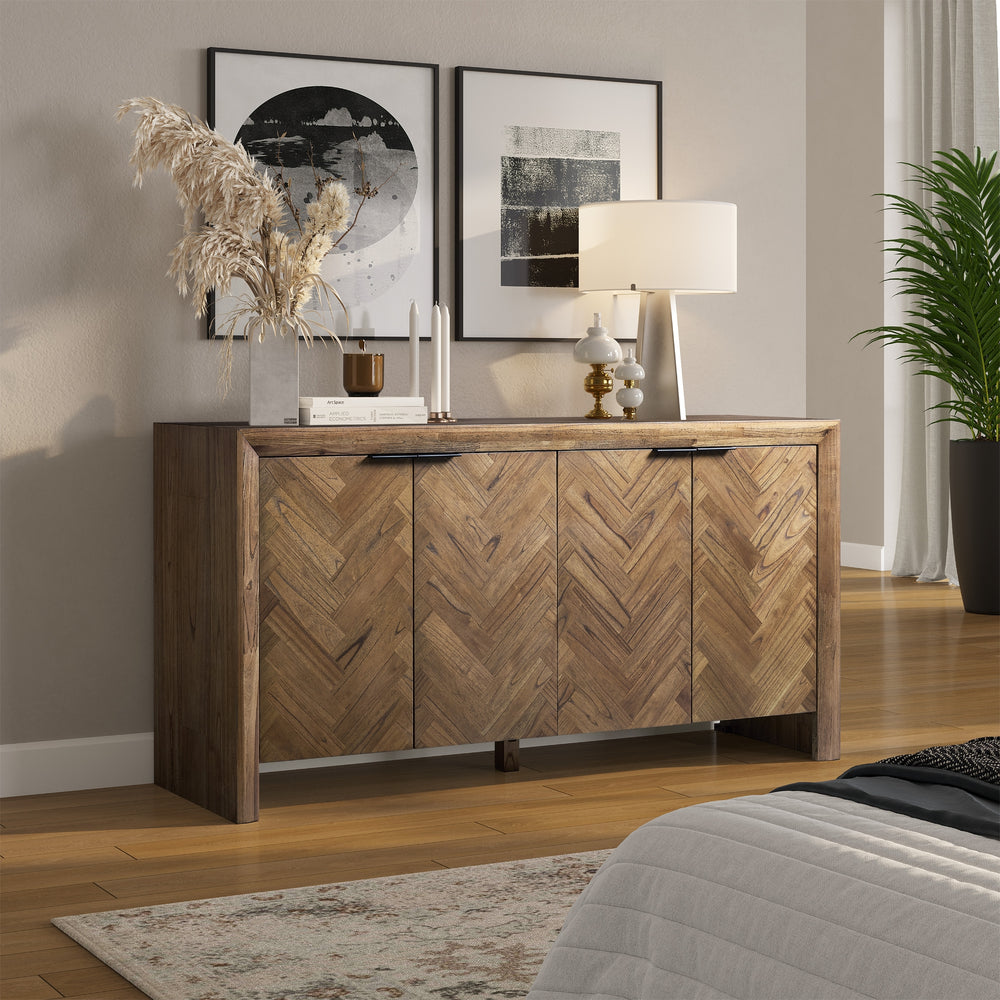 Kingston Herringbone Buffet/Sideboard 4 Doors - Hazelnut Brown - view 3