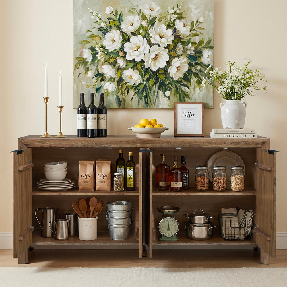 Kingston Herringbone Buffet/Sideboard 4 Doors - Hazelnut Brown - view 4