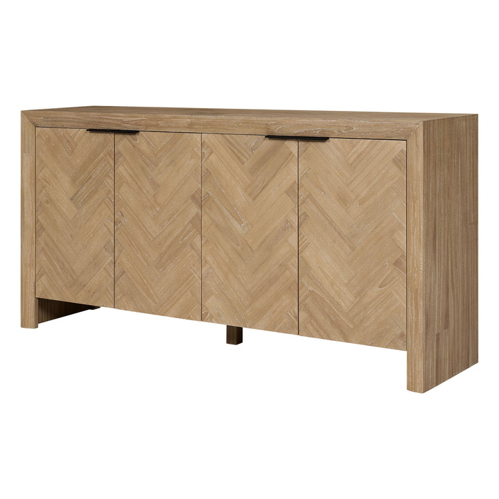Kingston Herringbone Buffet/Sideboard 4 Doors - Light Natural