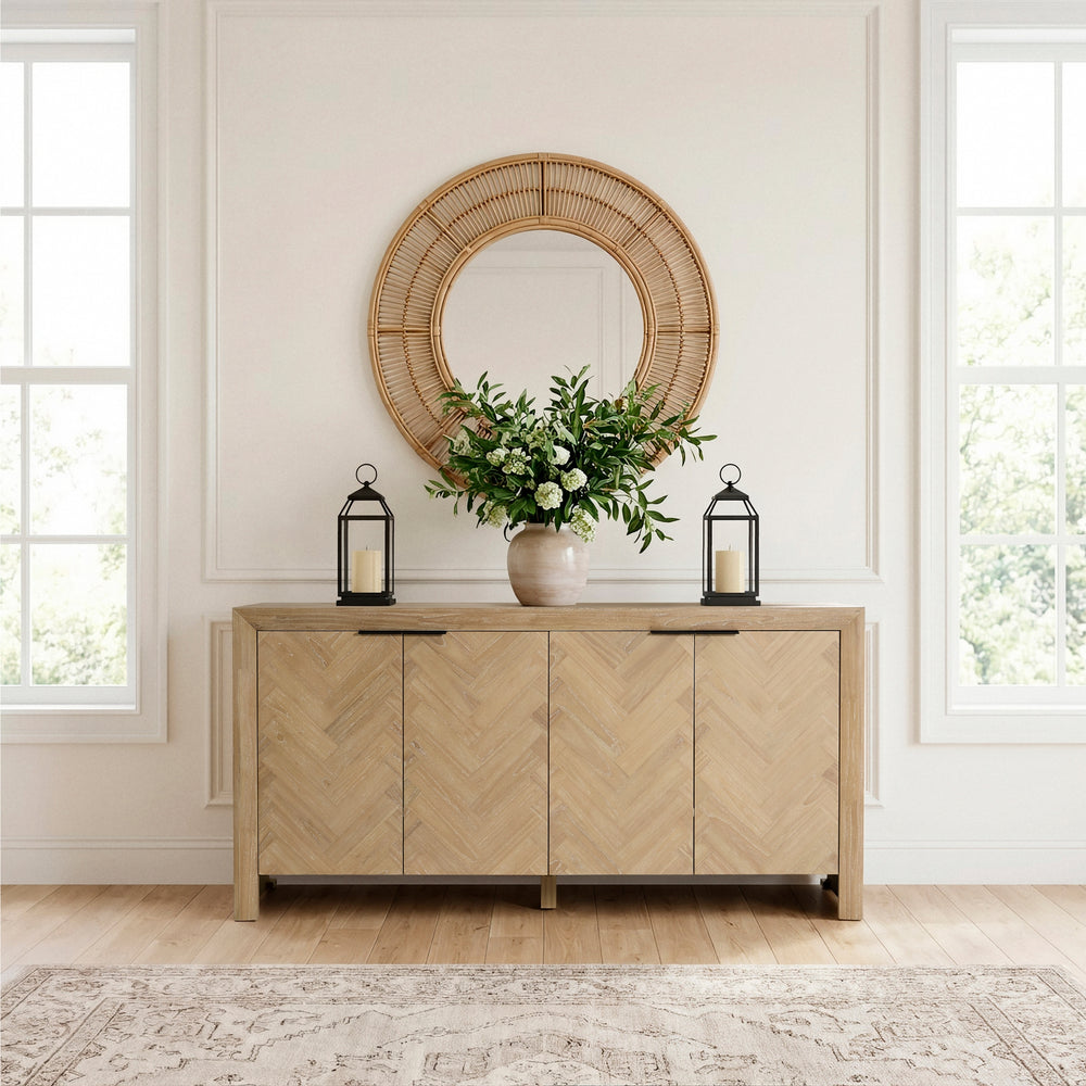 Kingston Herringbone Buffet/Sideboard 4 Doors - Light Natural - view 3