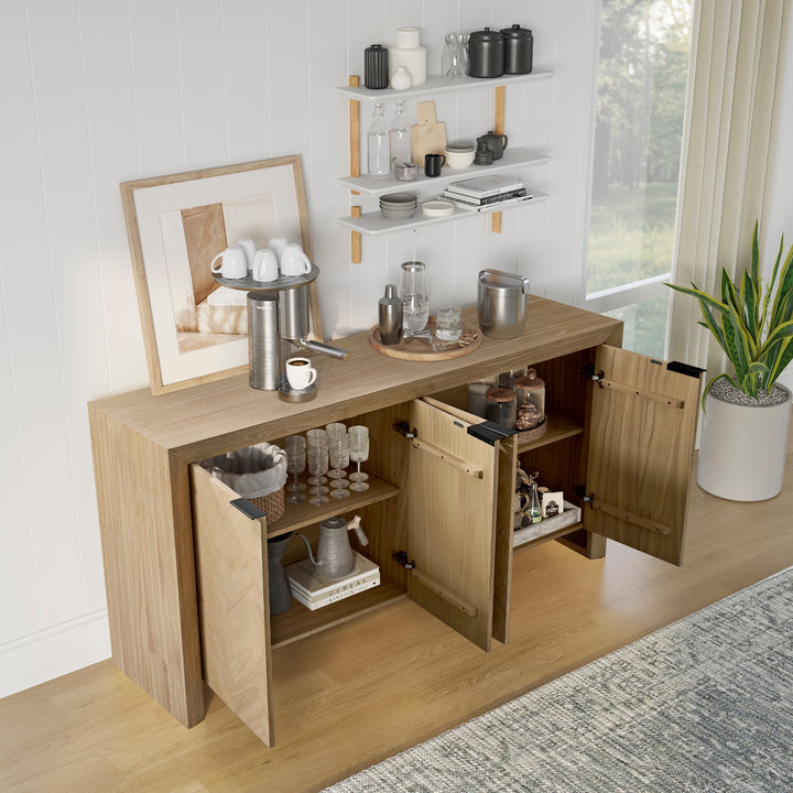 Kingston Herringbone Buffet/Sideboard 4 Doors - Light Natural - view 4