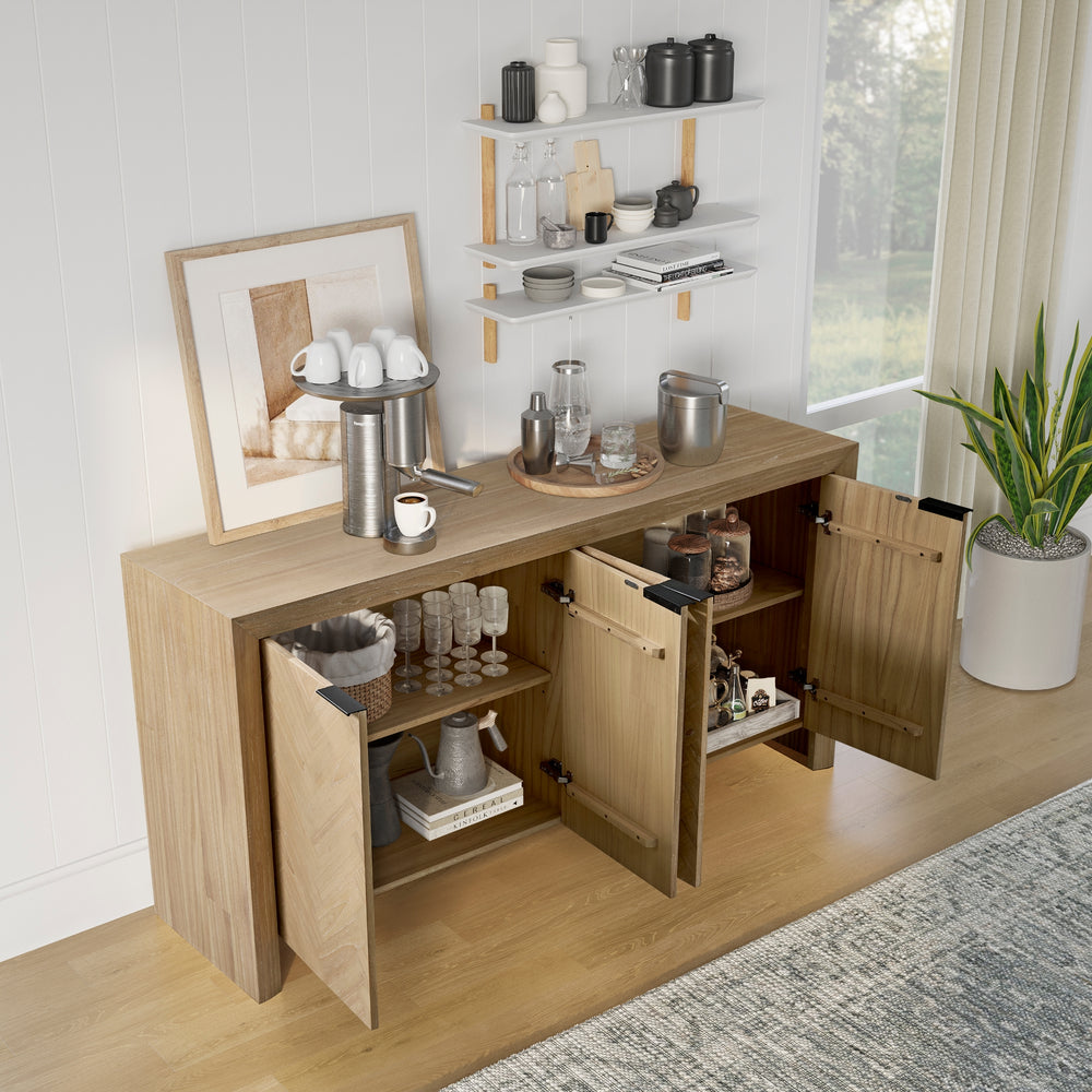 Kingston Herringbone Buffet/Sideboard 4 Doors - Light Natural - view 4