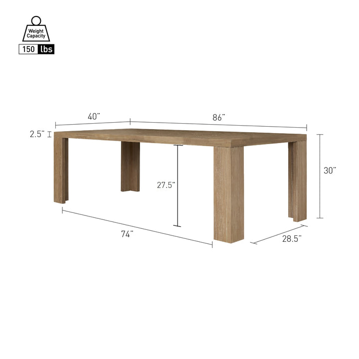 Kingston Herringbone 86" Dining Table - Light Natural - view 2