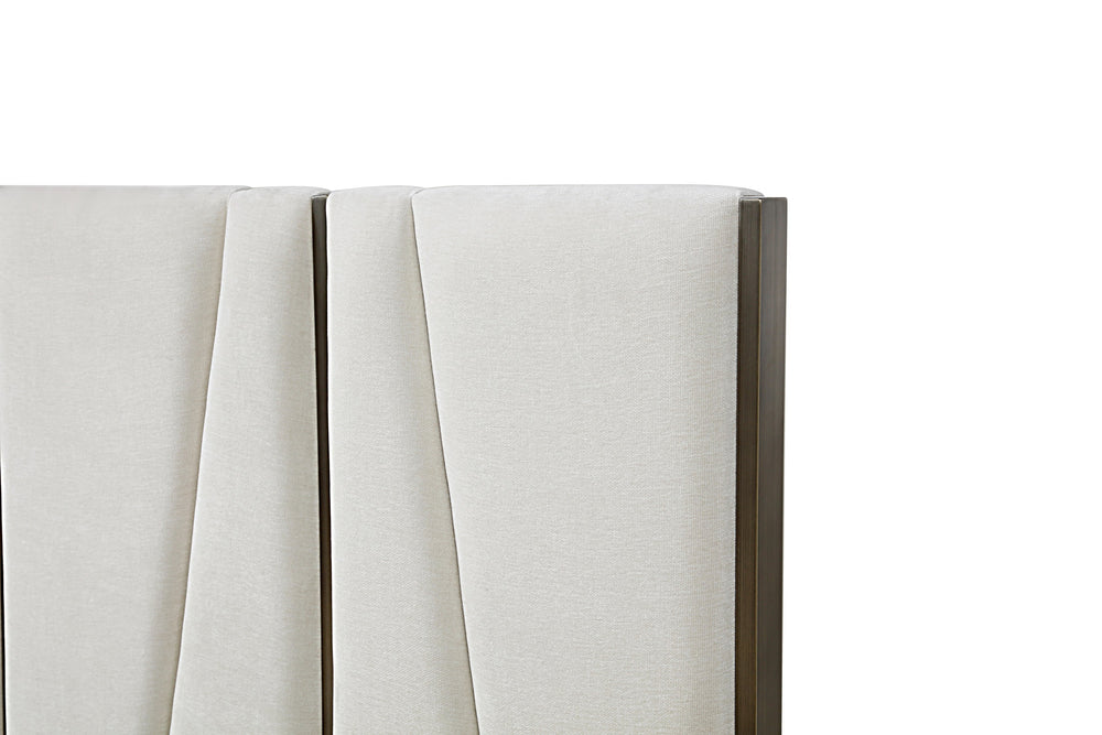 Nixa - Modern Beige Velvet + Brushed Bronze Bed-eastern - View 4