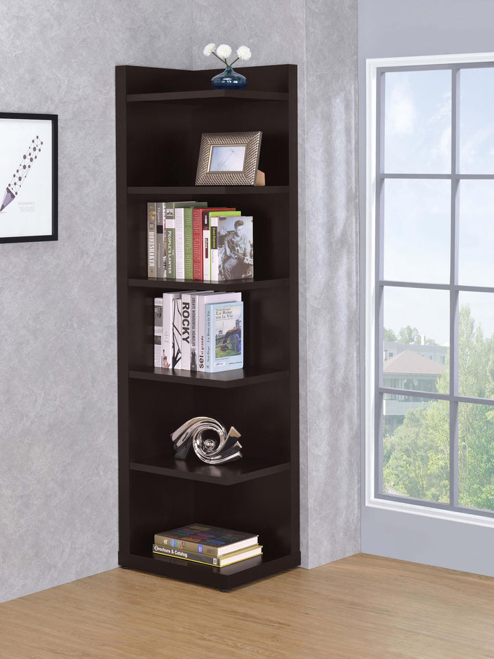 Coaster Furniture 800270 Alder 71-inch 6-shelf Corner Bookcase Cappuccino