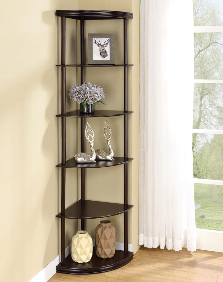 Coaster Furniture 800279 Bonwick 72-inch 5-shelf Corner Bookshelf Cappuccino
