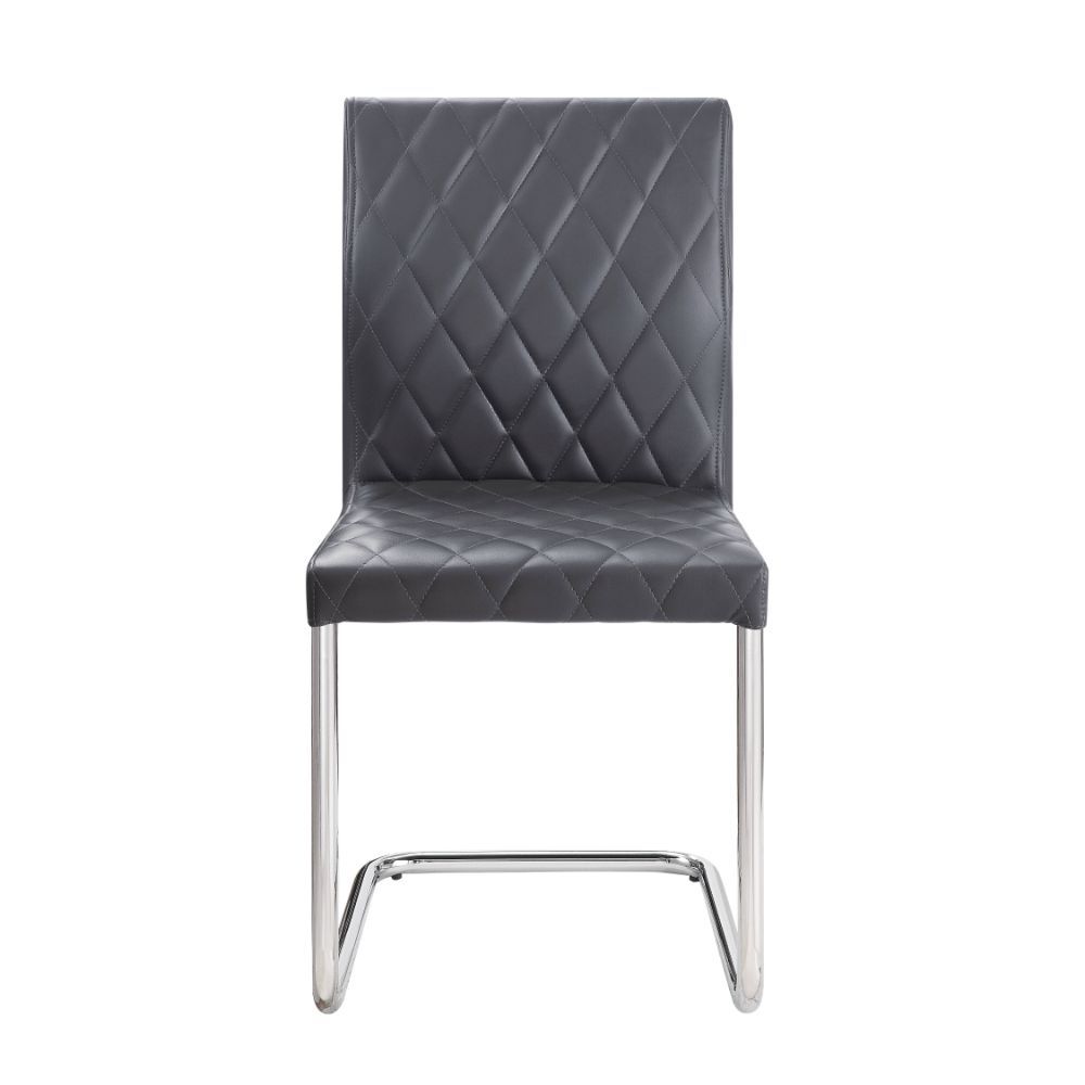 Ansonia - Side Chair Set of 2) - Gray Synthetic Leather & Chrome