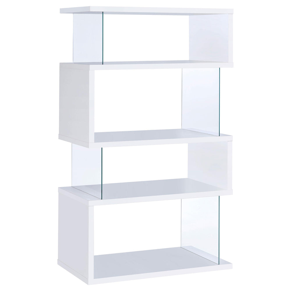 Coaster Furniture 800300 Emelle 63-inch 4-shelf Glass Panel Bookshelf White